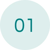 Number 01 on light blue circle background