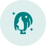Stylized face and sparkles on light background
